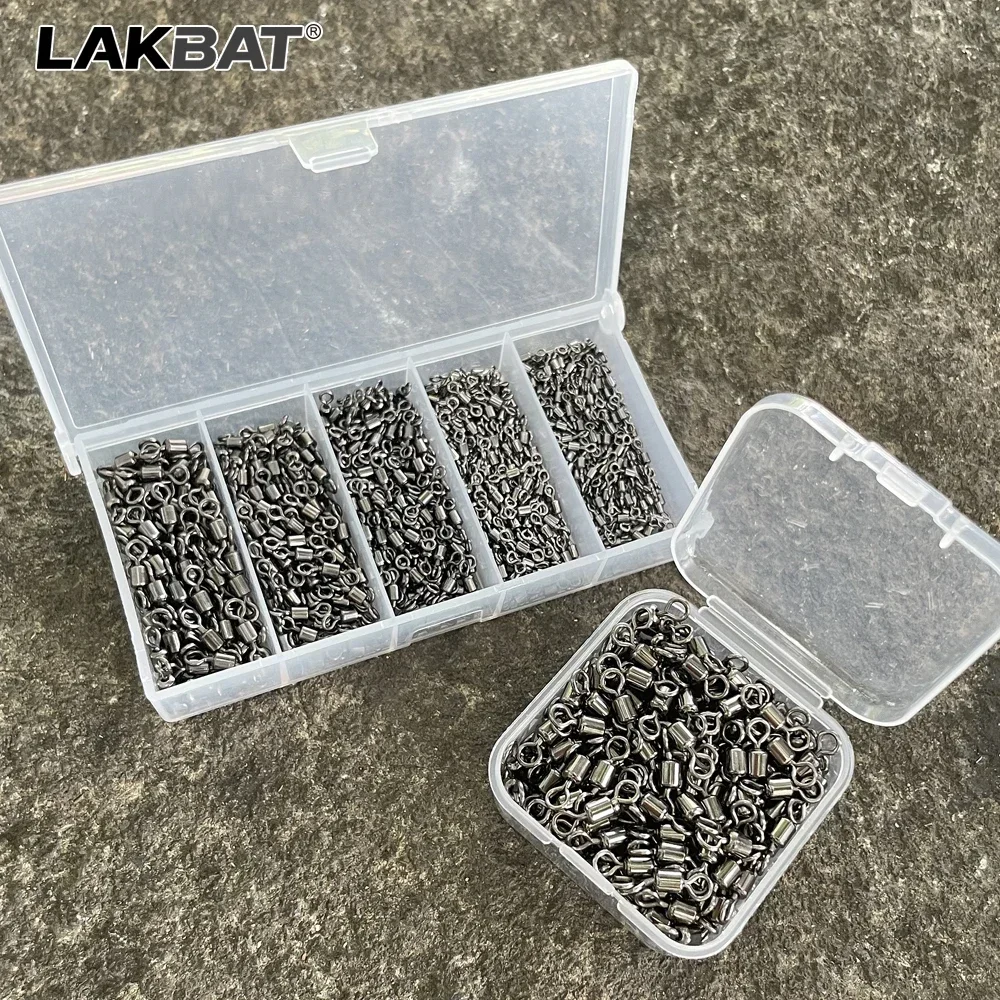 LAKBAT 100 Stück Edelstahl-Kugellager-Angelwirbel, drehbarer Verbinder für Salzwasser und Süßwasser, Angelzubehörbox, Köder- und Schnurwerkzeuge – Detail 7