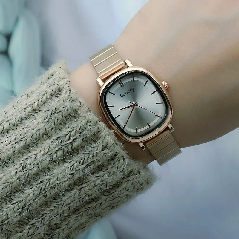 Women Watch for Girls Wrist Quartz Mujer Reloj Sliver Rose Gold Black Orologio Ladies Wristwatch Oval Stainless Steel Band Clock