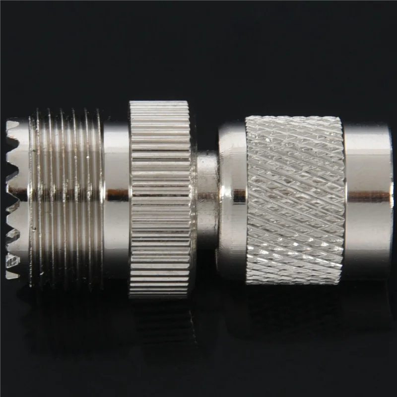 AS62 20X TNC ذكر إلى PL259 UHF موصل محول أنثى، فضي