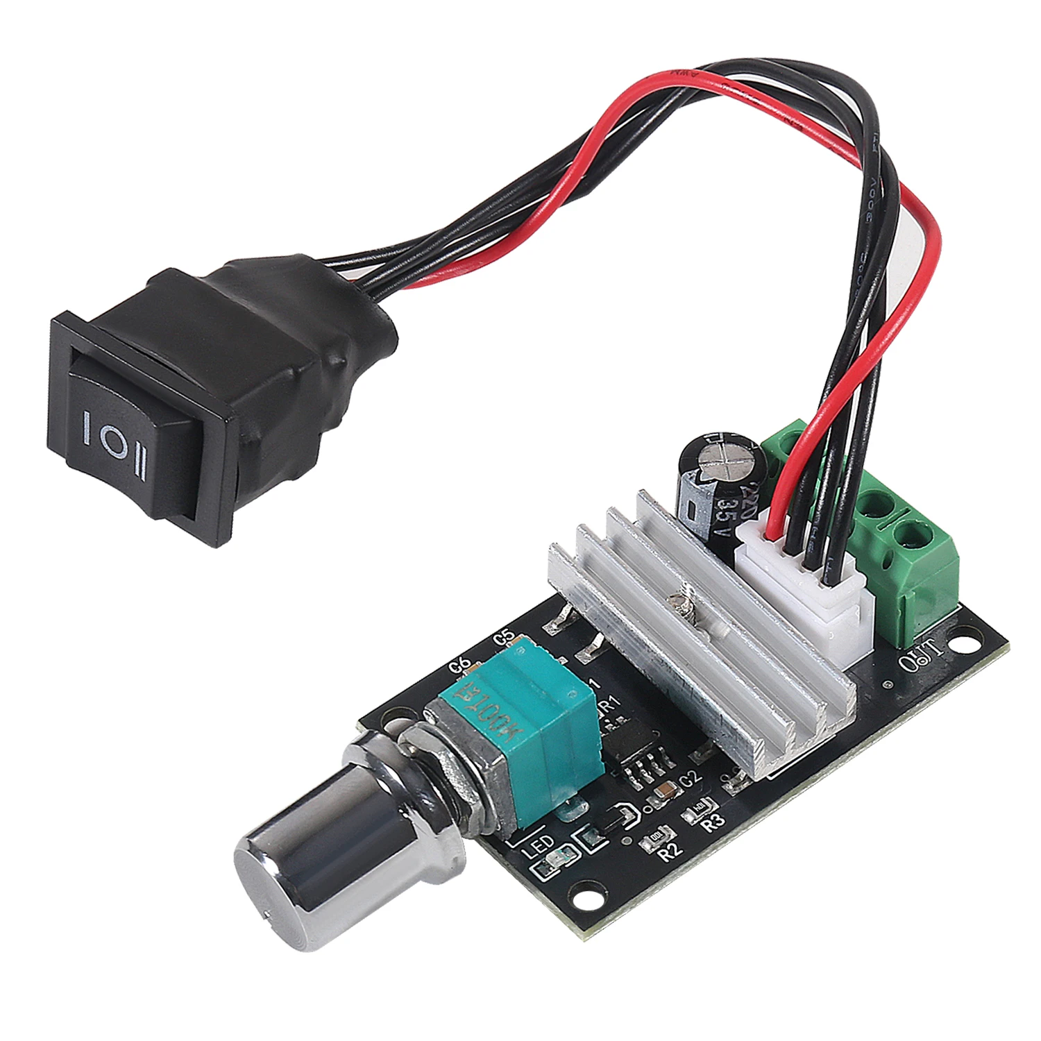 1pc DC Motor Speed Controller PWM 1203BB 80W Speed Adjustable Reversible Pulse Forward and Reverse Control Switch Button 120