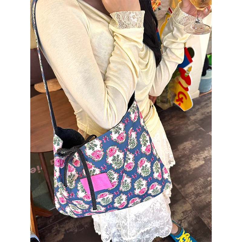 ELFSACK 2025 Autumn New Arrival Bohemian Print Multi-Color Tote Bag Cotton Shoulder Bag Ethnic Pattern For Woman