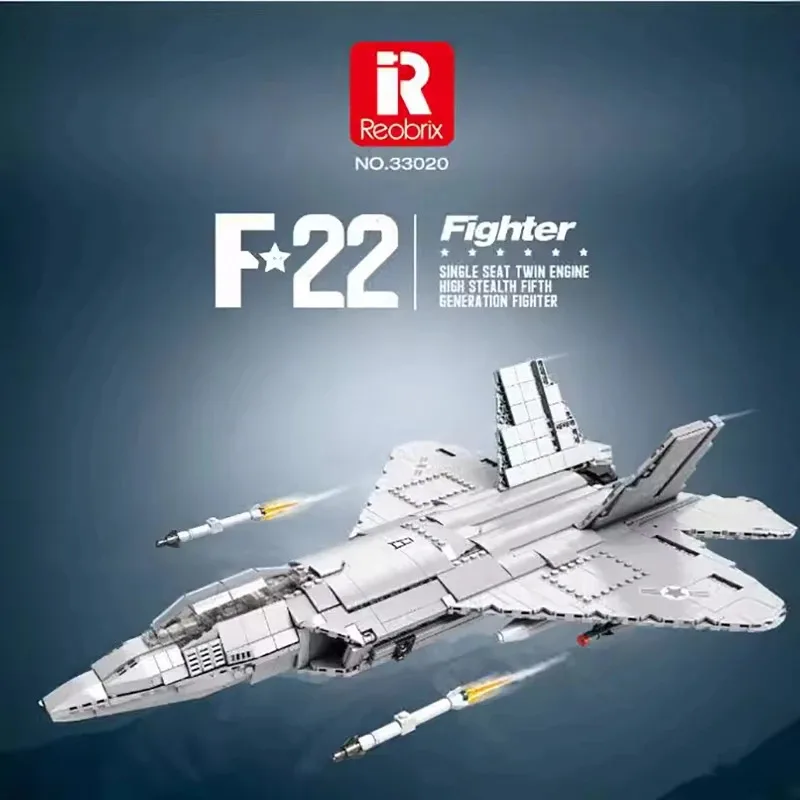 

Конструктор F-22: Модель истребителя (MOC) – Настольное украшение, игрушка для военно-любительных, идеальный подарок для детей на праздник