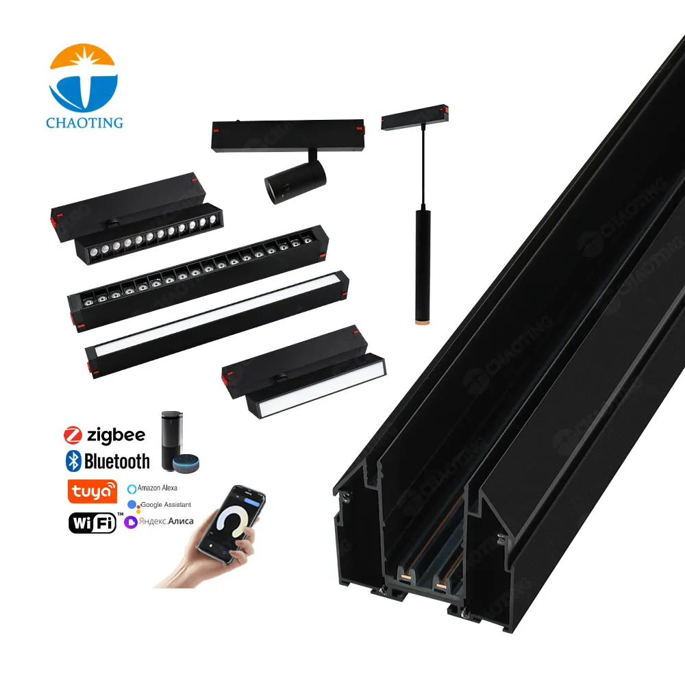 Europe Sale Surface Mounted DC48V DC220V Ceil LED Magnetic Light Track Rail For Fabric Stretch Ceiling Suitable For Kraab System