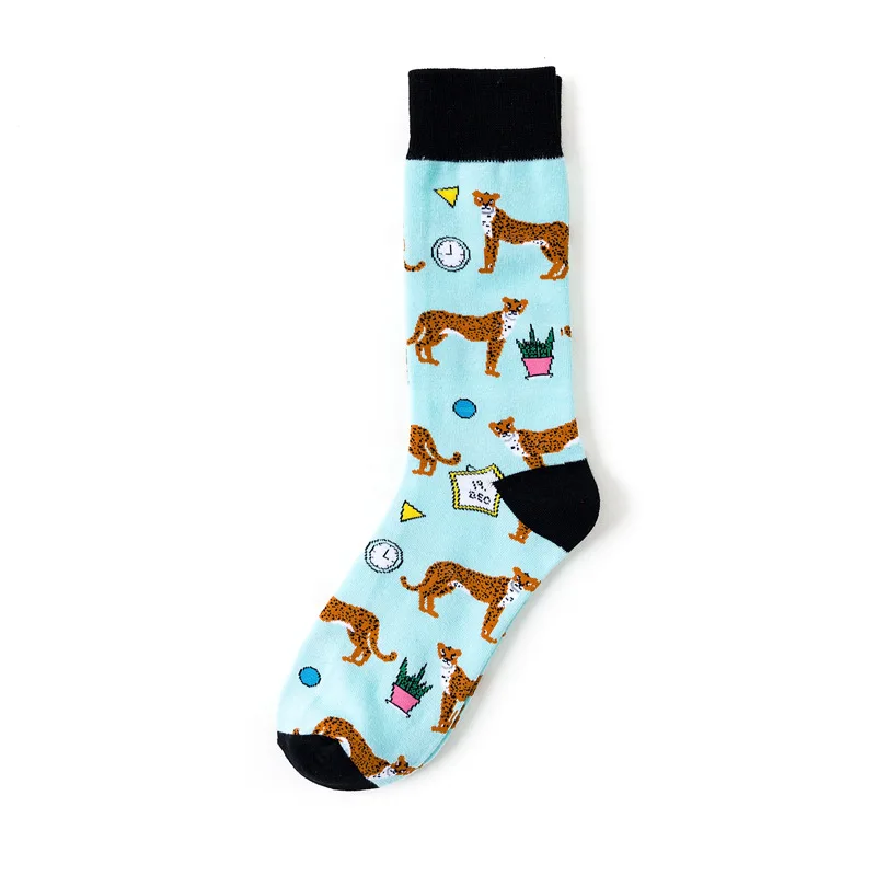 Sika deer animal series calcetines de algodón de tubo medio y largo con personalidad de moda