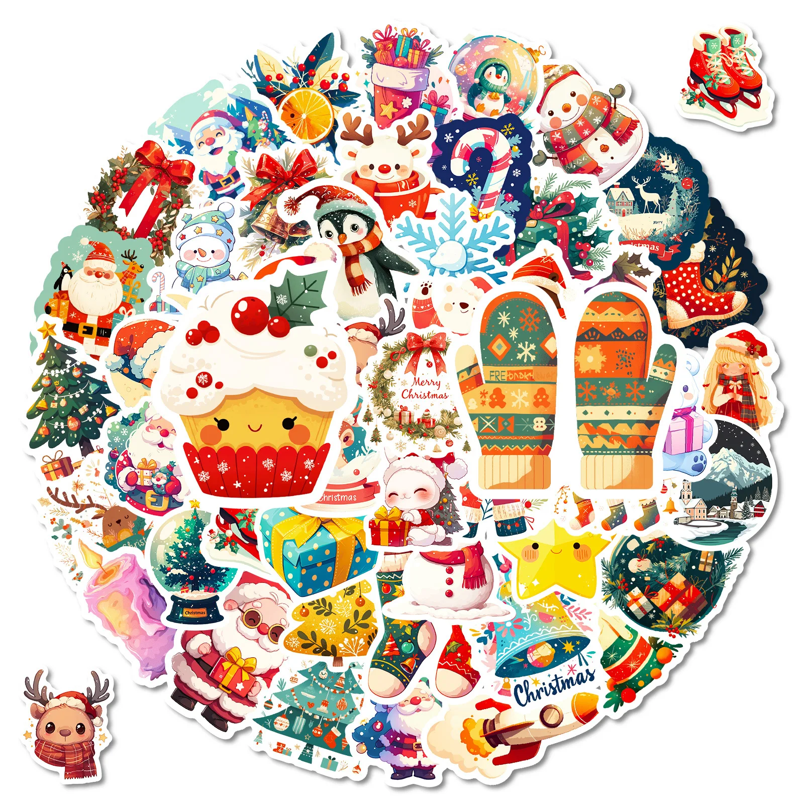 10/30/50PCS Christmas Aesthetic Gift Santa Claus Graffiti Stickers DIY Decorative Bags, Skateboards, Water Cups, Flat Stickers