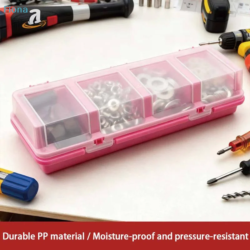 ✔1Pcs Screw Organizer Box Display Parts Storage Box 4 Compartments With Lid Plastic Tool Part Container Bin