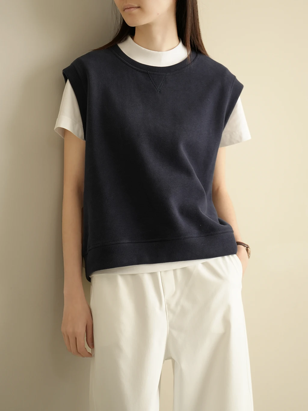 

Женский топ-жилет с круглым вырезом, весенне-осенний, однотонный, для повседневной носки, базовый, модный