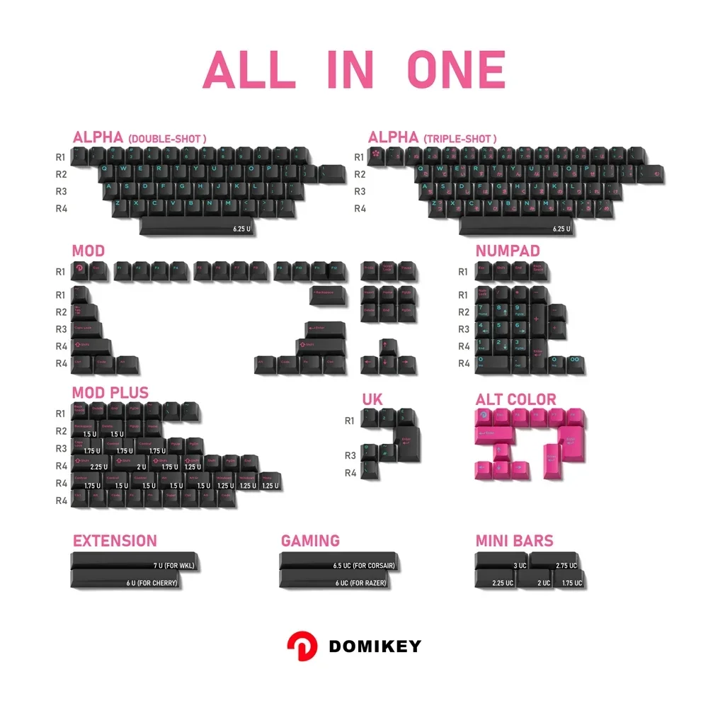 Domikey Miami Night Cherry Profile abs doubleshot keycap for mx keyboard poker 87 104 gh60 xd64 xd68 xd84 BM60 BM65 BM68 BM80