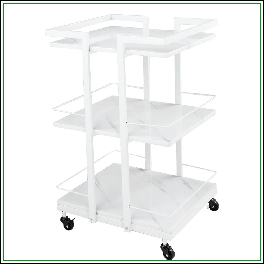 White Rolling Utility Cart with Wheels for Salon Spa Beauty Tattoo Manicure Storage Organizer