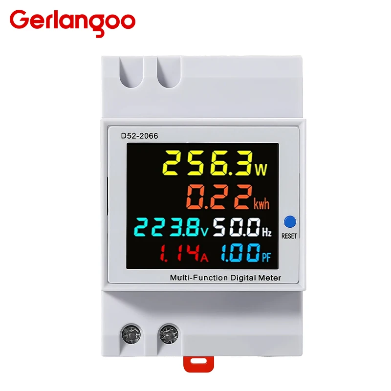 Din Rail AC Monitor 6IN1 110V 220V 380V 100A Voltage Current Power Factor Active KWH Electric Energy Frequency Meter VOLT AMP