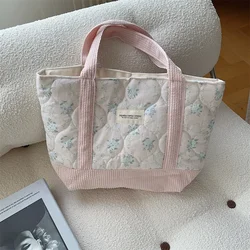 Sweet Large Capacity Soft Fabric Women Shoulder Bag Fashion Solid Color Floral Female Handbag Simple Winter Ladies Underarm Bags