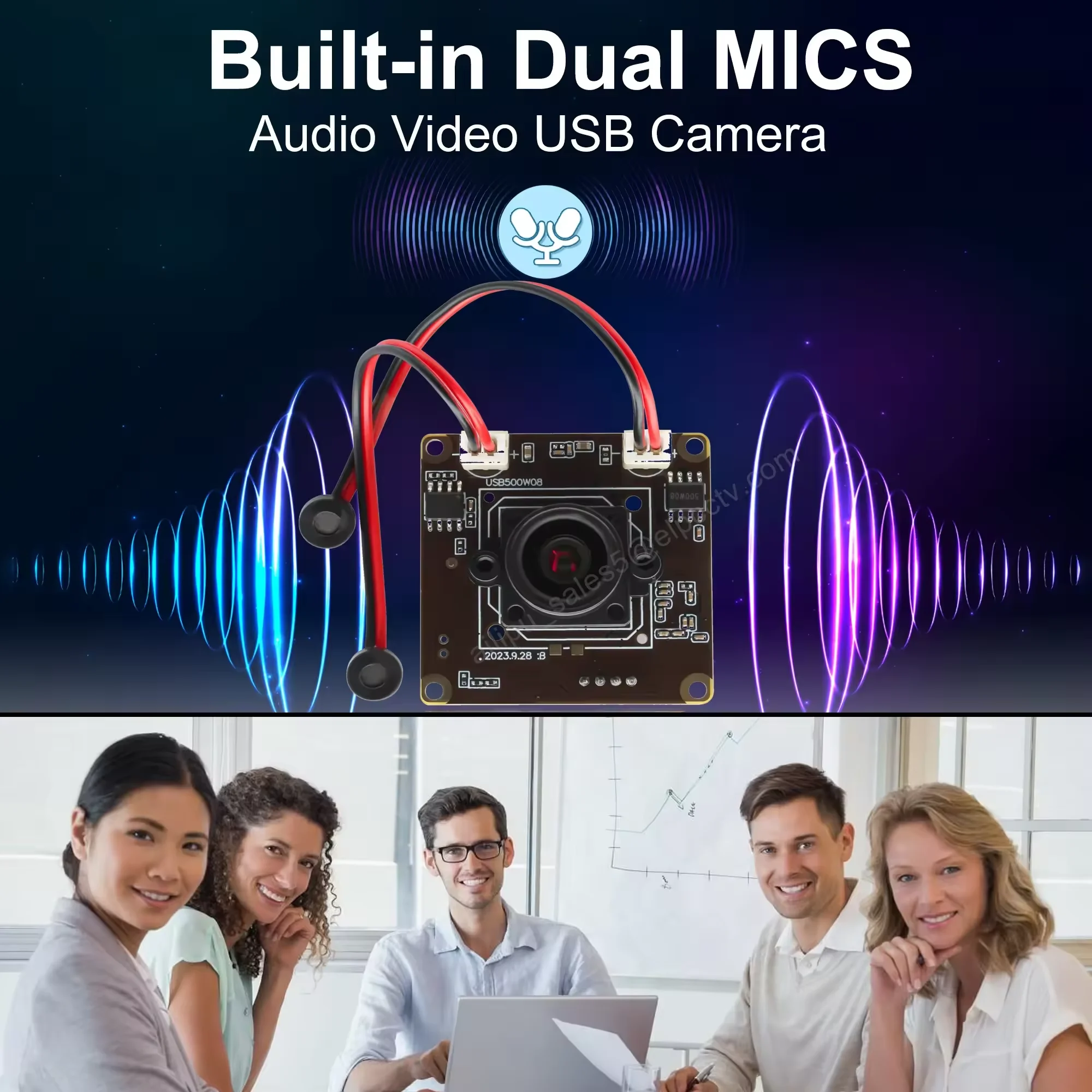 

ELP 5MP USB Camera Module with Dual Microphone, 30fps Mini Webcam, Plug & Play for Industrial Inspection/Raspberry Pi/Windows
