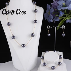 Cring Coco Women Black Pearl Necklace Set 2024 New Design Accessories Necklaces Hawaiian Polynesian Mother's Day Gift Women