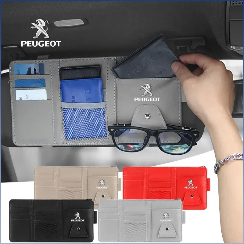 Car Sun Visor Point Type Multi-function Storage Bag Caps for Peugeot 206 307 5008 107 106 205 308 3008 207 208 Wheel Center Caps