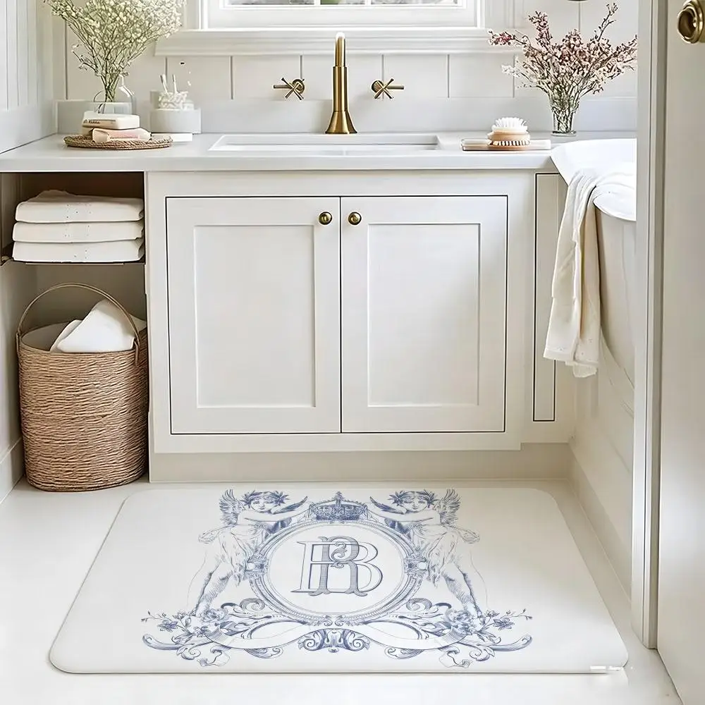 Vintage British Royal crest Floor Mat carpet diatom mud bathroom quick-drying absorbent floor mat household bathroom