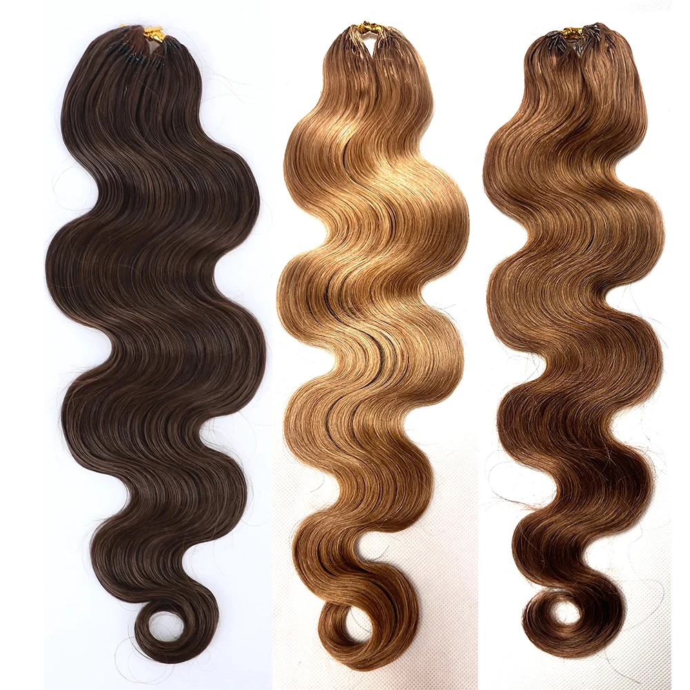 Body Wave Feather Gehaakte haarverlenging Echt haar Knooploos Voorgescheiden gehaakte extensions van echt haar Donkerbruine kleur # 27 - afbeelding 2
