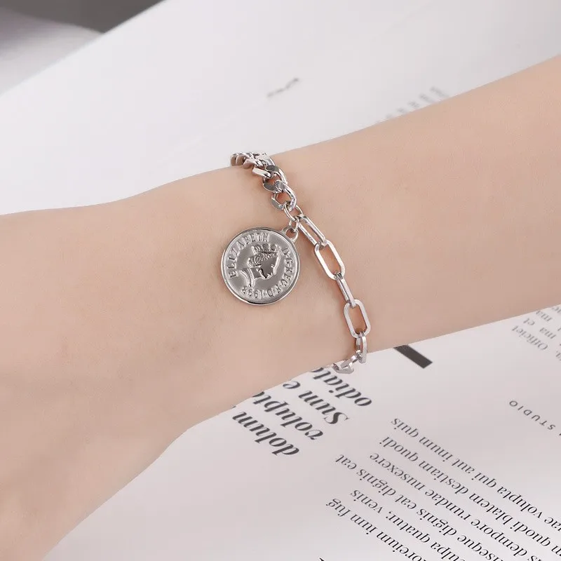 Queen Elizabeth II Commemorative Bracelets Stainless Steel Queen Decorations Women Girl Gold Plated Chain Link Bracelet Jewelry