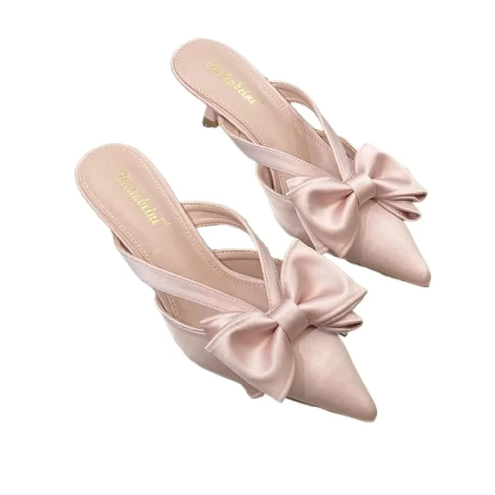 2026 Modische Neue Schleife Damen High Heels Pantoletten Spitze Sandalen Sexy Schuhe Trend Designer Damen Sommer Kleid Sandalias