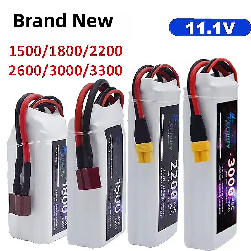 11.1V LiPo Battery 3S 1500mah 1800mAh 2200mah 2600mAh 3000mAh 3300mAh Deans T Connector XT60 For RC Car FPV Racing Drone