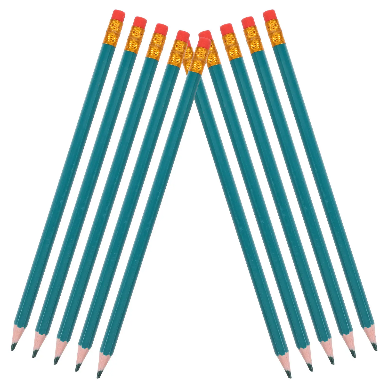 12Pcs Colored Pencils Erasable Green Hexagon Sharpened Pencils with Latex-Free Erasers for Drawing Sketching Editing Test