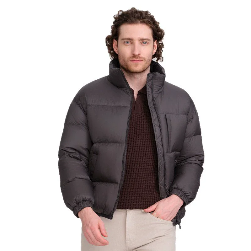 

2025 Men's Short Winter-Fall Thicken Warm Stand Collar Down Jacket Wholesale 90% White Duck Down Filling