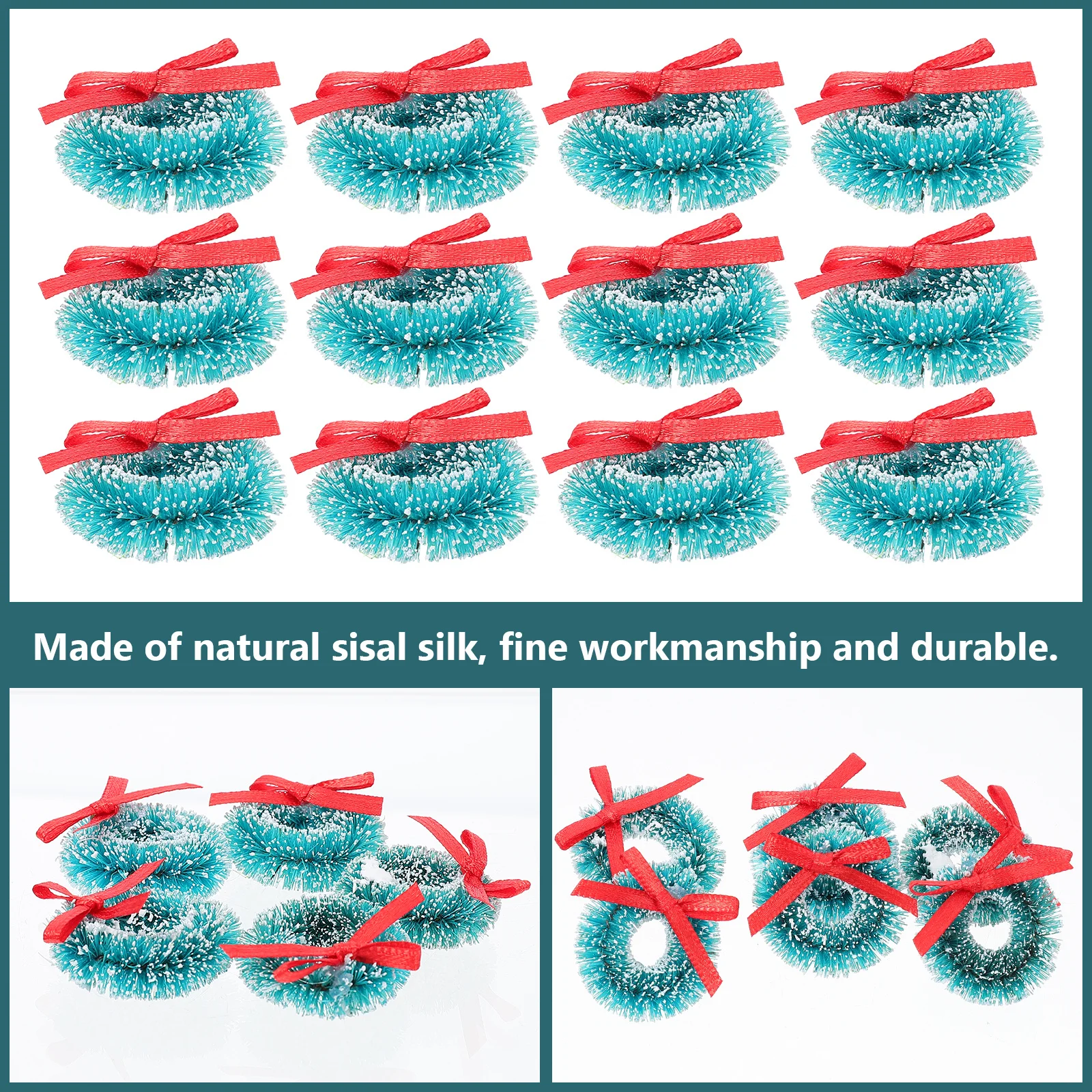 

12Pcs Christmas Decoration Wreath Lovely Mini Garland Adorn for Indoor Outdoor Door Knocker Wall Hanging Festive Layout Prop