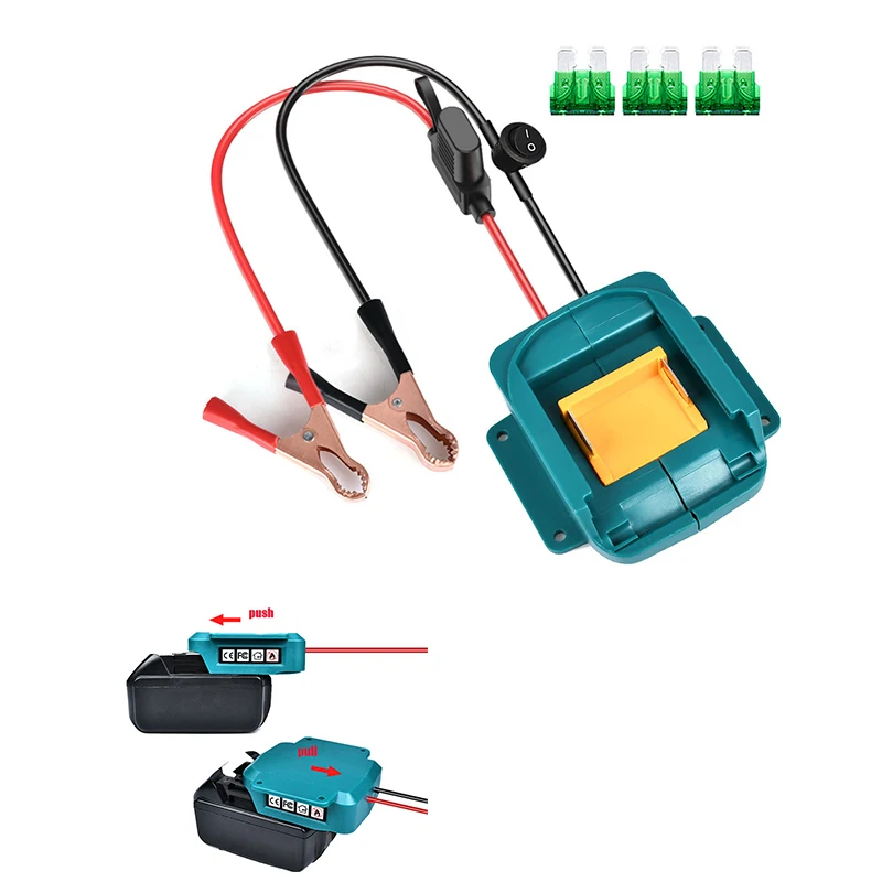 cabos jumper portateis para makita 18v li ion battery acessorios de carro com interruptor fusivel faca voce mesmo power wheels adapter connector dock 01