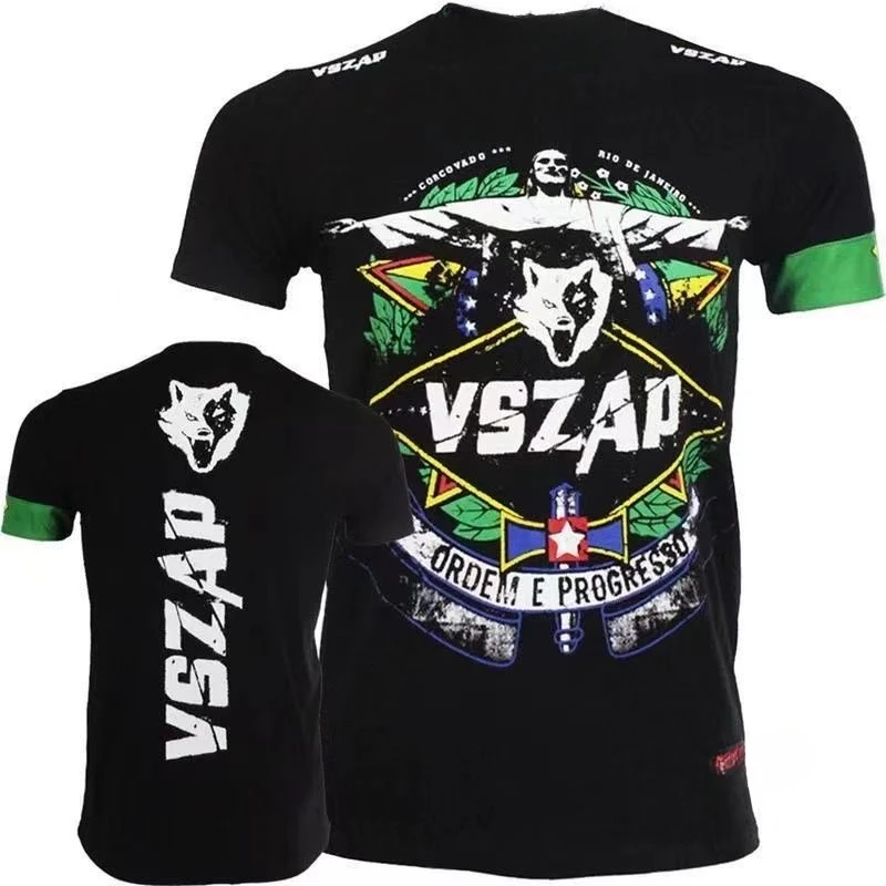 VSZAP Fight T-shirt Men\'s Short Sleeve Training Jiu-jitsu Running UFC Thai Boxing MMA Fitness Fighting Casual Wear Venom