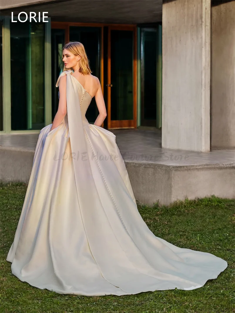 LORIE A-Line หรูหรา vestidos de novia ชุดแต่งงานแขนกุดชุดเจ้าสาวหนึ่งไหล่ชุดแต่งงานเปลือยที่กําหนดเอง 2025