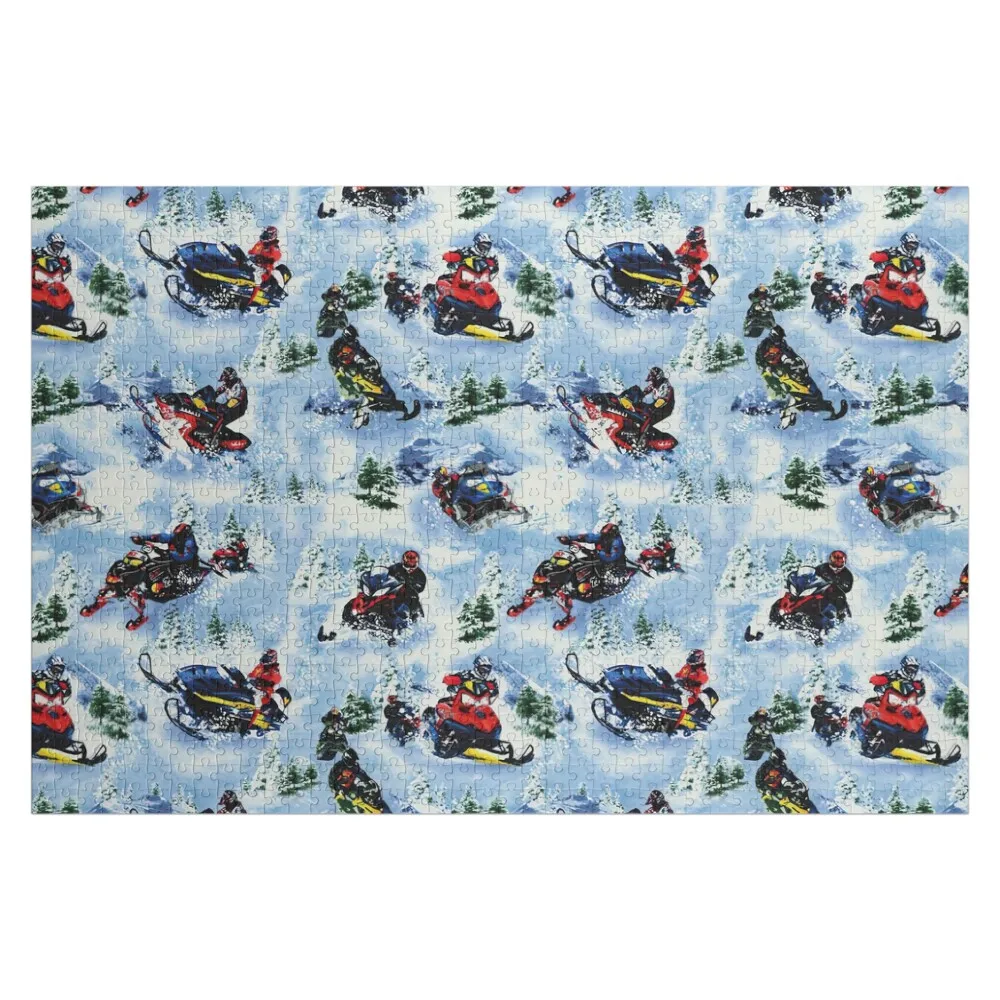 

Snowmobile Riders On Snow Jigsaw Puzzle Custom Wooden Gift Wooden Animal Diorama Accessories Puzzle