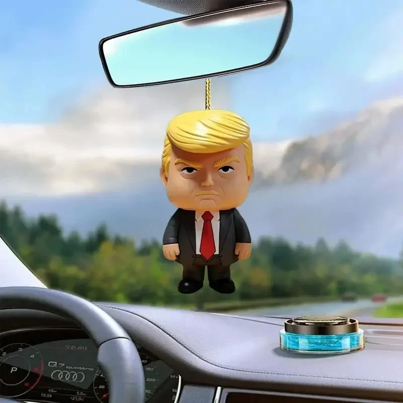 Trump President Keychain Car Pendant Funny Cartoon Trumps Crossborder Acrylic Flat Car Interior Pendant Keychain