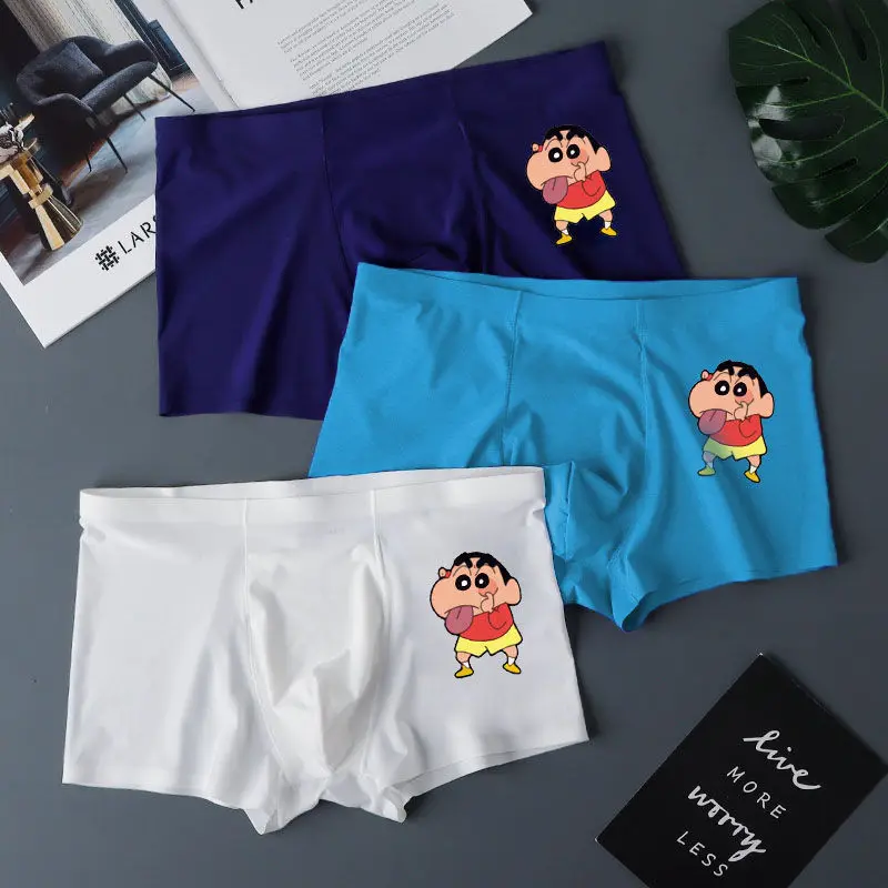 Crayon Shin-chan Underpants Cartoon Creative Men\'s Ice Silk Non-marking Underpants Personalized Sports Breathable Boxer Shorts