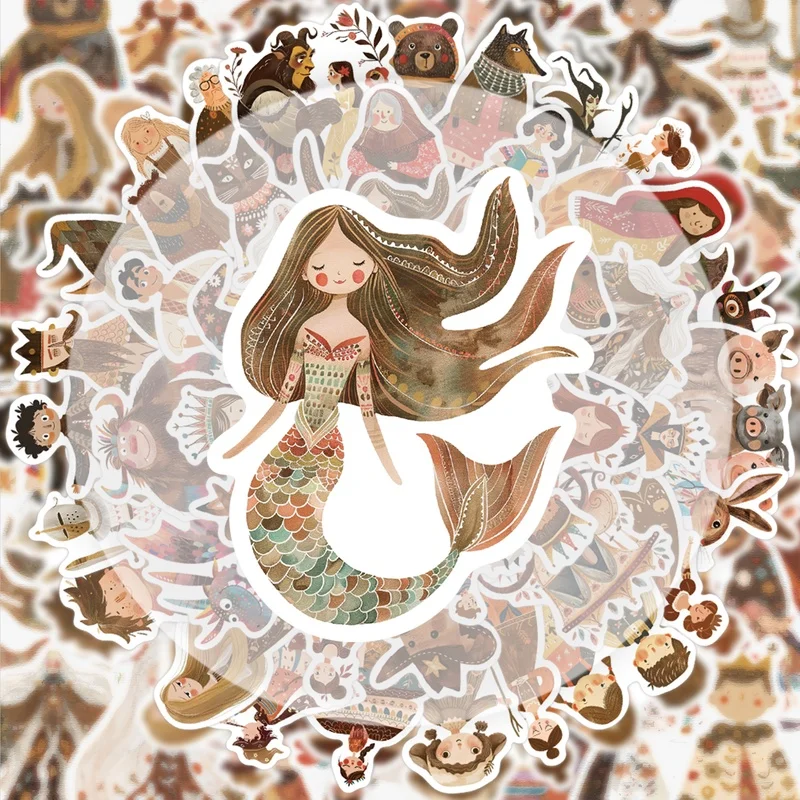 50 Fairy Tale Character Stickers, Vibrant Sticker Decals, Multiple Styles Without Duplication, Suitable for Water Bottles, Laptops, Suitcases, Skateboards, Guitars, Party Decorations