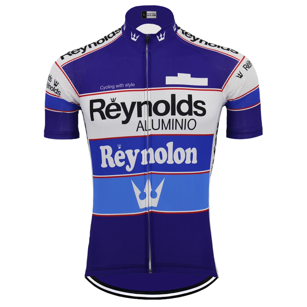 Reynolds Cycling Jersey Retro Men Short Sleeves Bike Clothing Summer Breathable Quick Drying Outdoor Sports Jersey