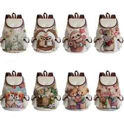 Teenager School Bag Large Capacity Animal Cute Printed Ladies Backpack Cartoon Owl Rabbit Cat Fashion Outdoor Traveling Backpack