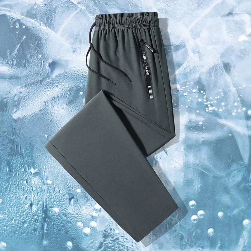 أزياء الرجال الحرير الجليد السراويل الصيف جديد رقيقة سريعة الجافة الأعمال سراويل تقليدية في الهواء الطلق تمتد تنفس مستقيم الساق السراويل