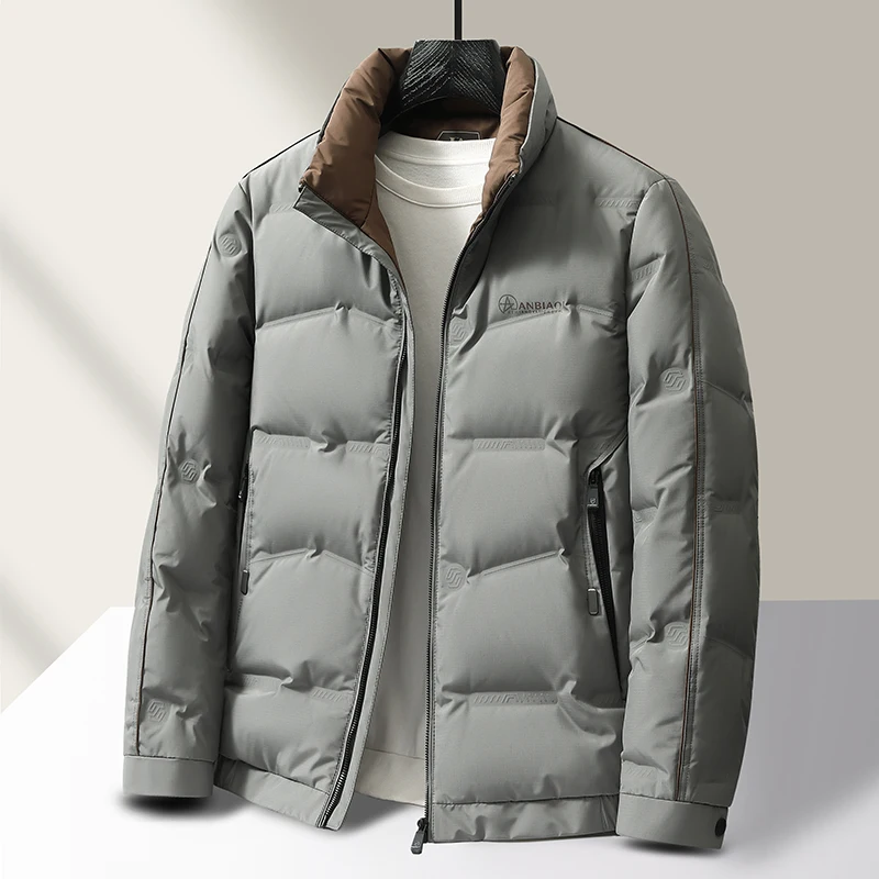 Casual Men's Short Stand Collar Duck Down Jackets 2026 Autumn Winter Warm Cold Resistant Outerwear Windproof Thermal Puffer Coat