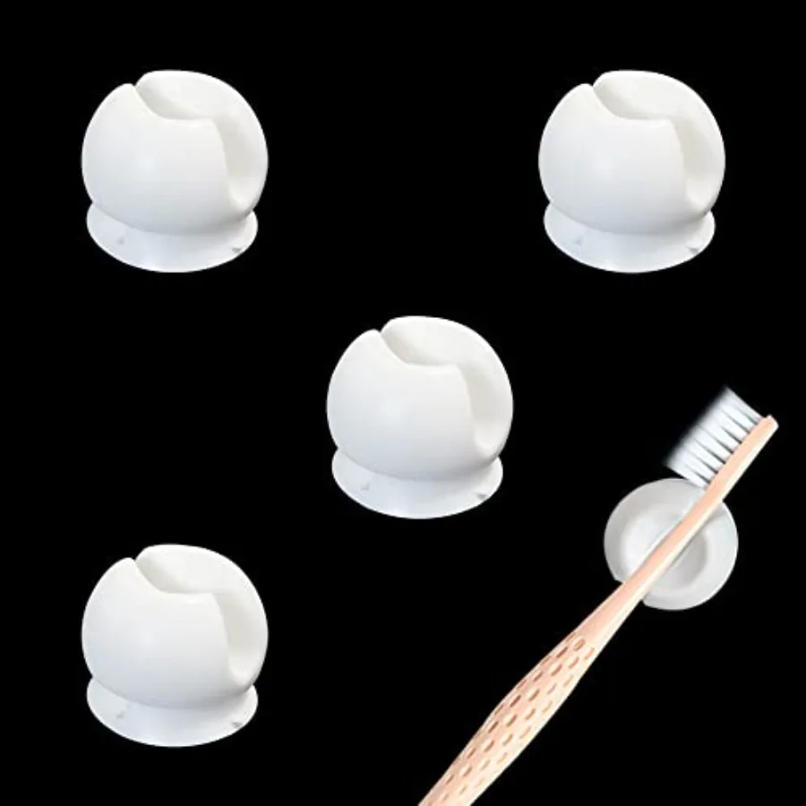 4 Piece Wall Mounted Toothbrush Holder with Suction Cups