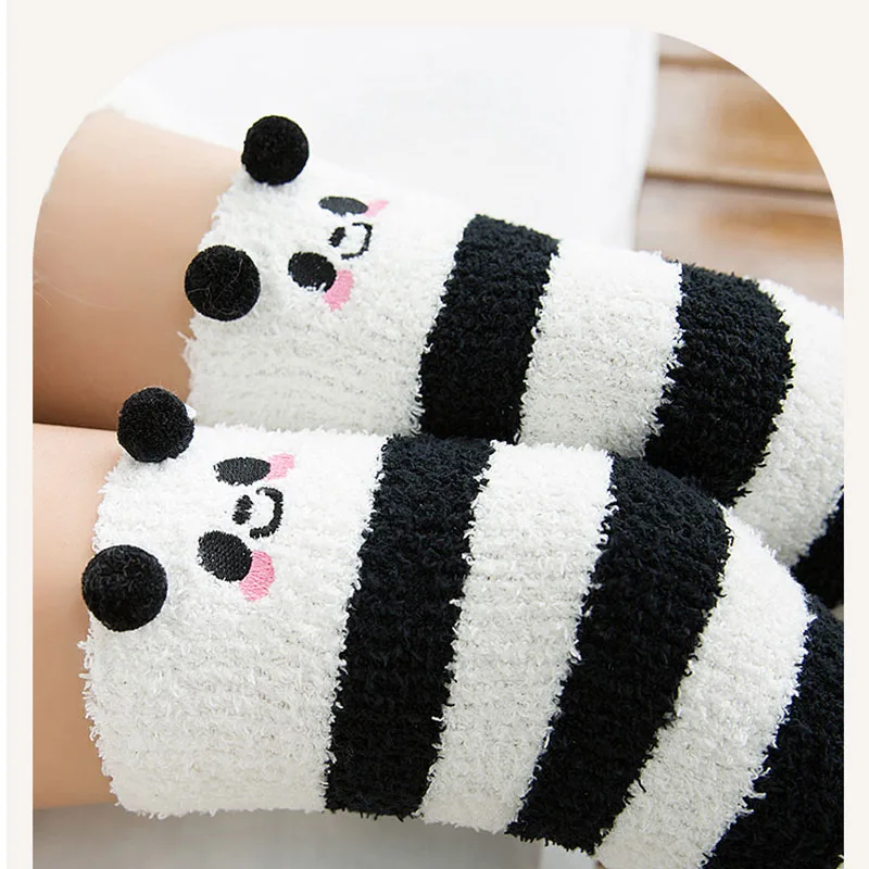 Japanese Mori Girl Animal Modeling Knee High Socks Striped Cute Warm Compression Socks Kawaii Cozy Long Thigh High for A/W