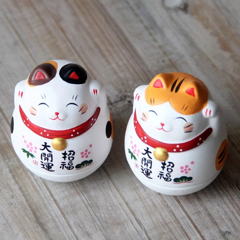 

Японский керамический стакан Lucky Cat Daruma, поделки, мультяшные украшения Lucky Cat, пейзаж, домашний декор, статуя кота удачи, статуэтки