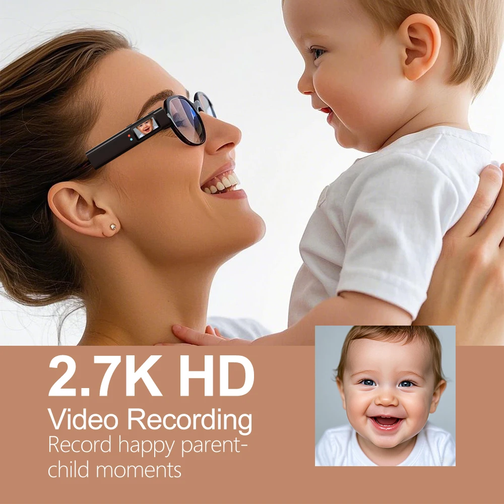 2.7K HD Glasses Camera S110-12MP Photo, 110°Wide View,0.96