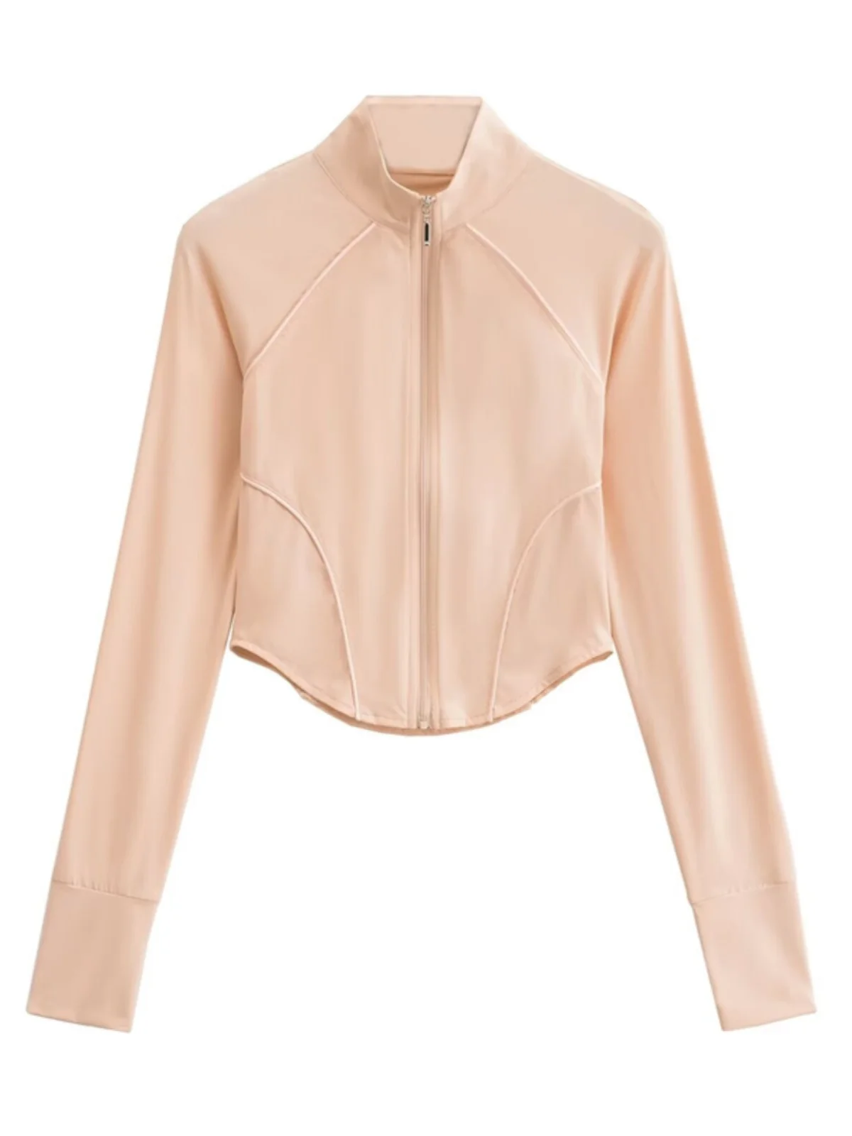 Street Sle Casual Slim Fit Longo Sve Proteção UV Gola Gelo Desencapado Versátil Casaco de proteção solar Bainha arqueada Cintura C...