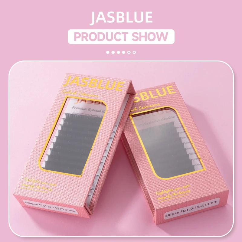 JASBLUE Ellipse Flat Individual Eyelash Extension 0.15 Split Tips Flat Ellipse Lashes extensions Lines