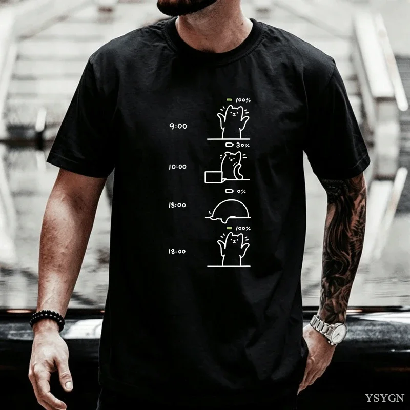 Joke Bear Funny Meme Cotton Tee Sleepy Study Line Art Print T-Shirt Soft Casual Top for Otakus Japanese Trend Clothes Man Women
