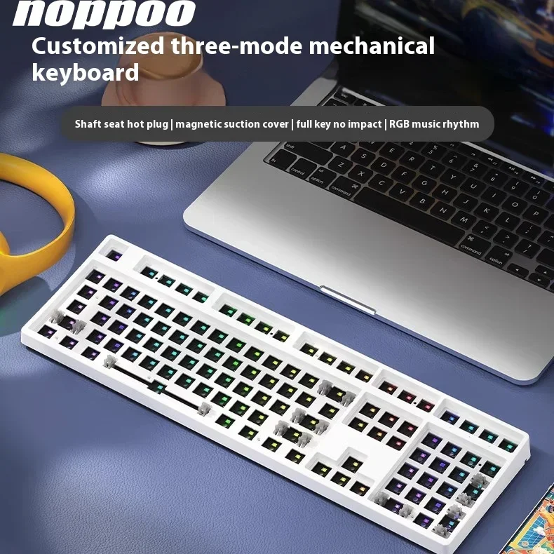 Noppoo F108 Mechanical Keyboard Kit Three Mode RGB Hot Swap Gaming Keyboard 108 Keys Customized Office PC Gamer Accessories Gift