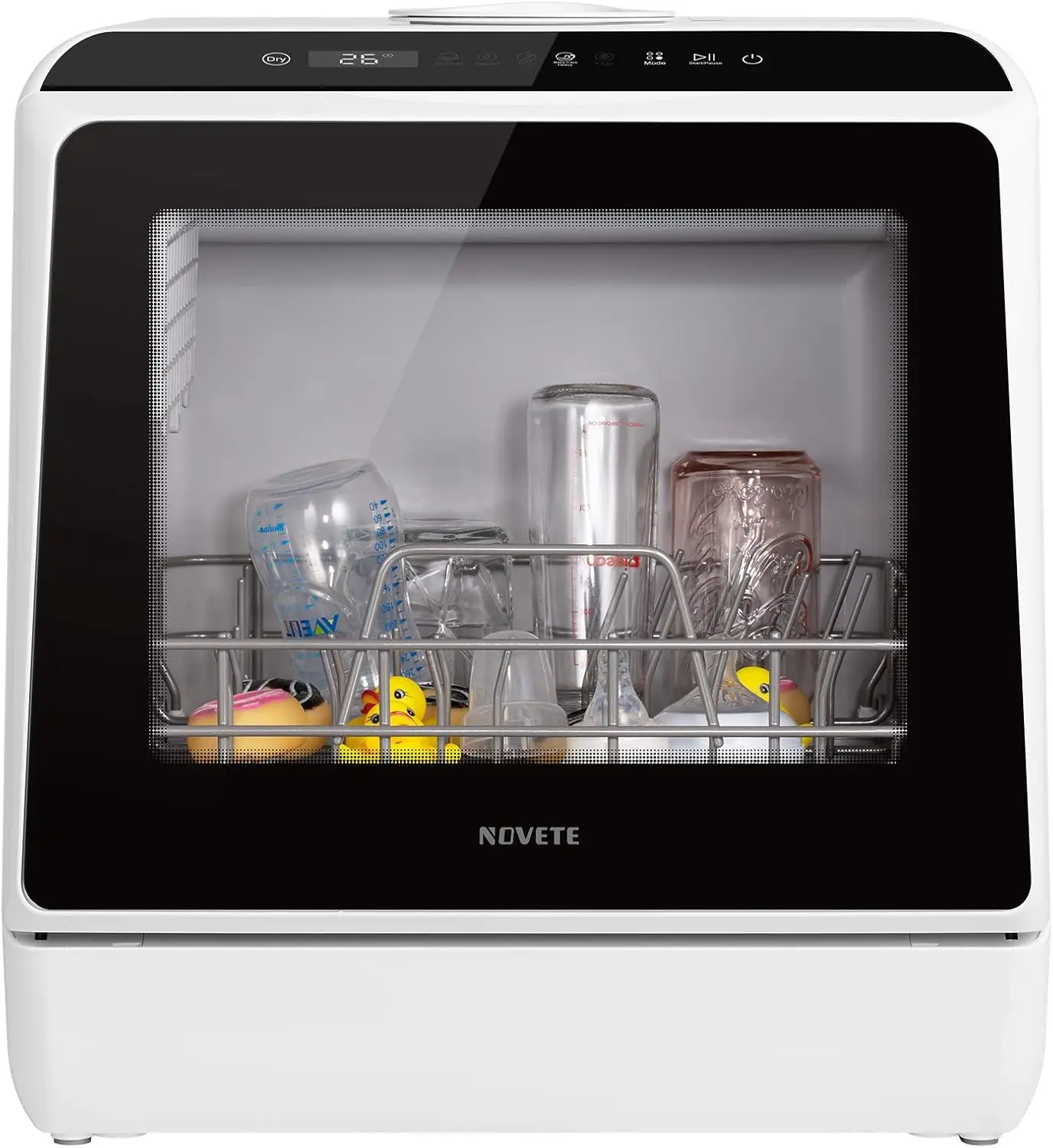 

Dishwasher 16.8"D x 16.9"W x 18.1"H White ( black panel )