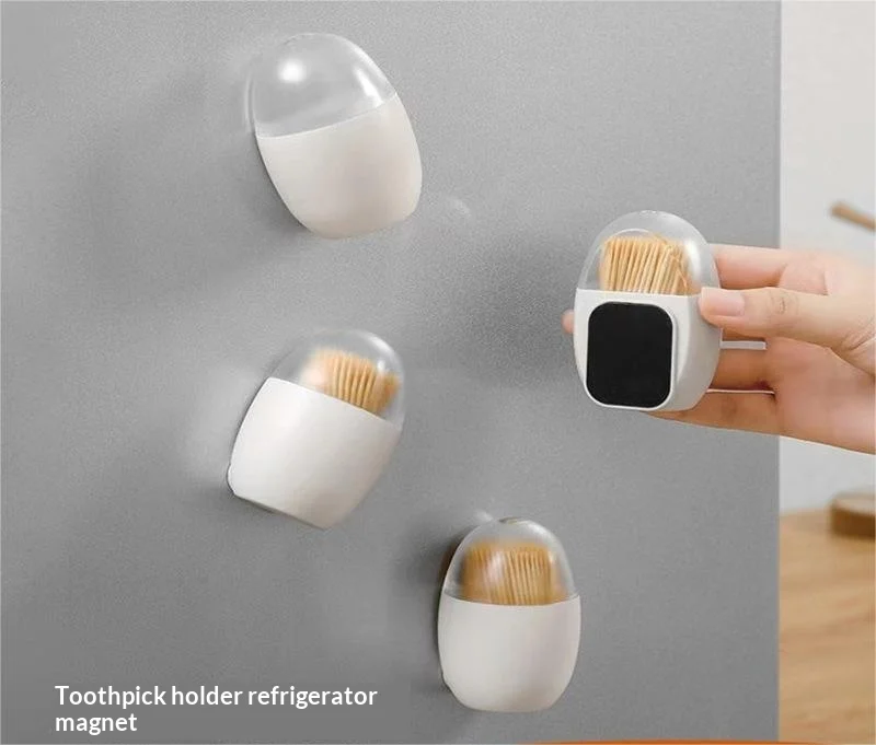 Portable Magnetic Toothpick Holder Wall Mounted Cotton Swab Storage Box Kitchen Refrigerator Desktop Toothpick Dispenser〔CC11〕