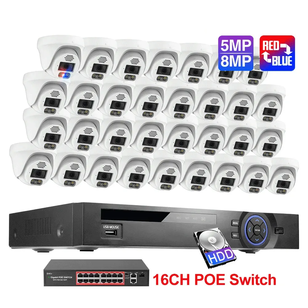 Hot Sale Poe Video Security Camera System High Quality Network Cctv Kit 8Mp 4K Ip Cameras 32Ch