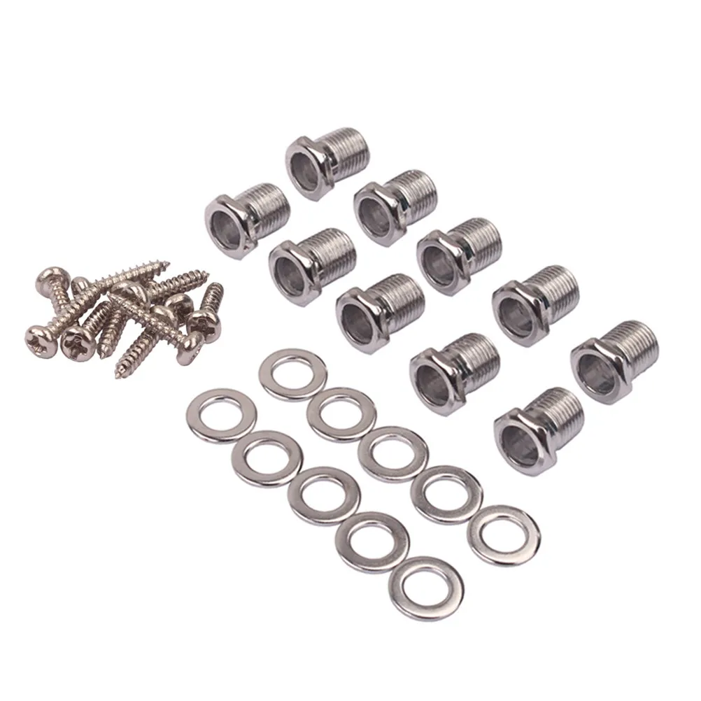 1Set Ukulele Guitar Ferrule Hex Threaded Bushing Mounting Screw Tuning Peg Tuner Machine Head Silver High Grade Metal
