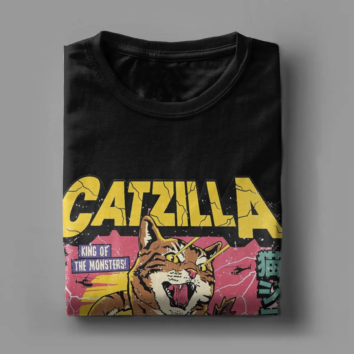 Catzilla T Shirt Men\'s Cotton Awesome T-Shirts O Neck Tees Short Sleeve Clothes Original